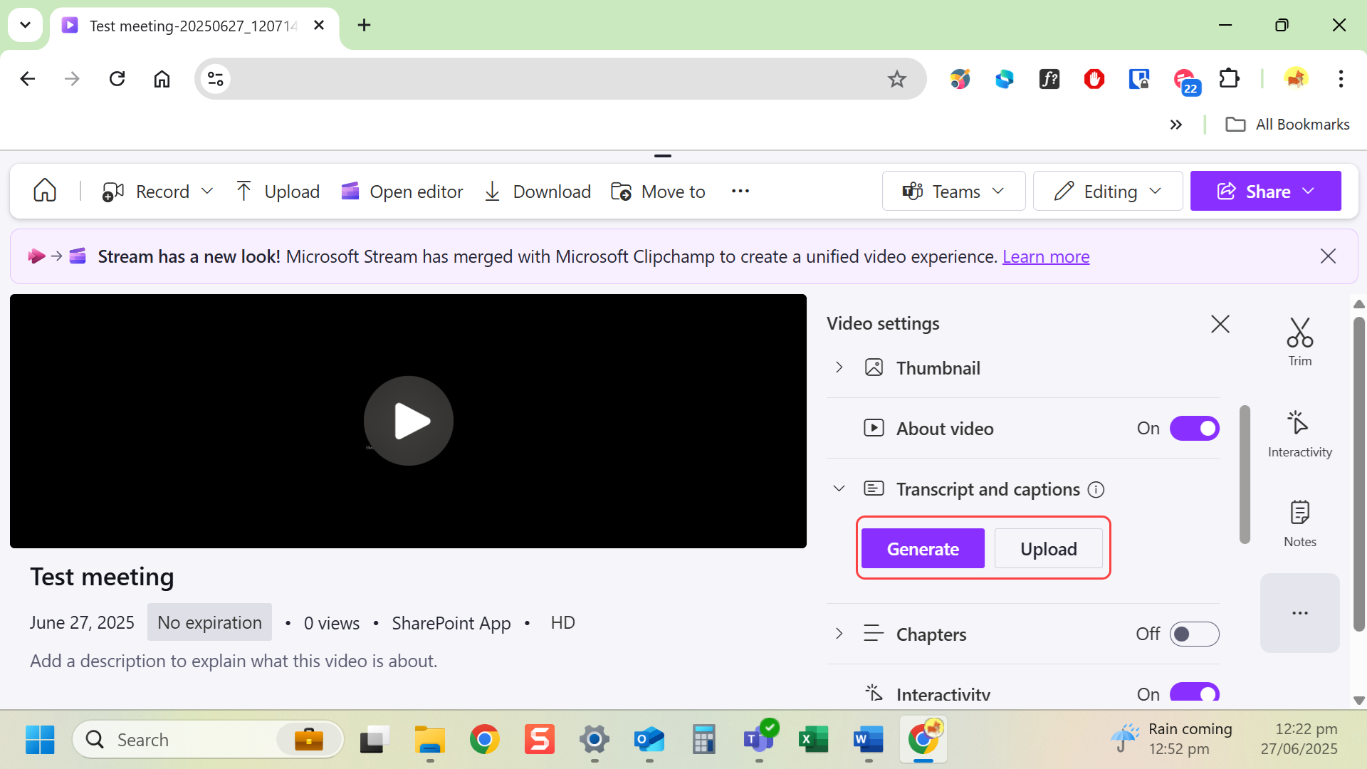 Generate or upload a transcript