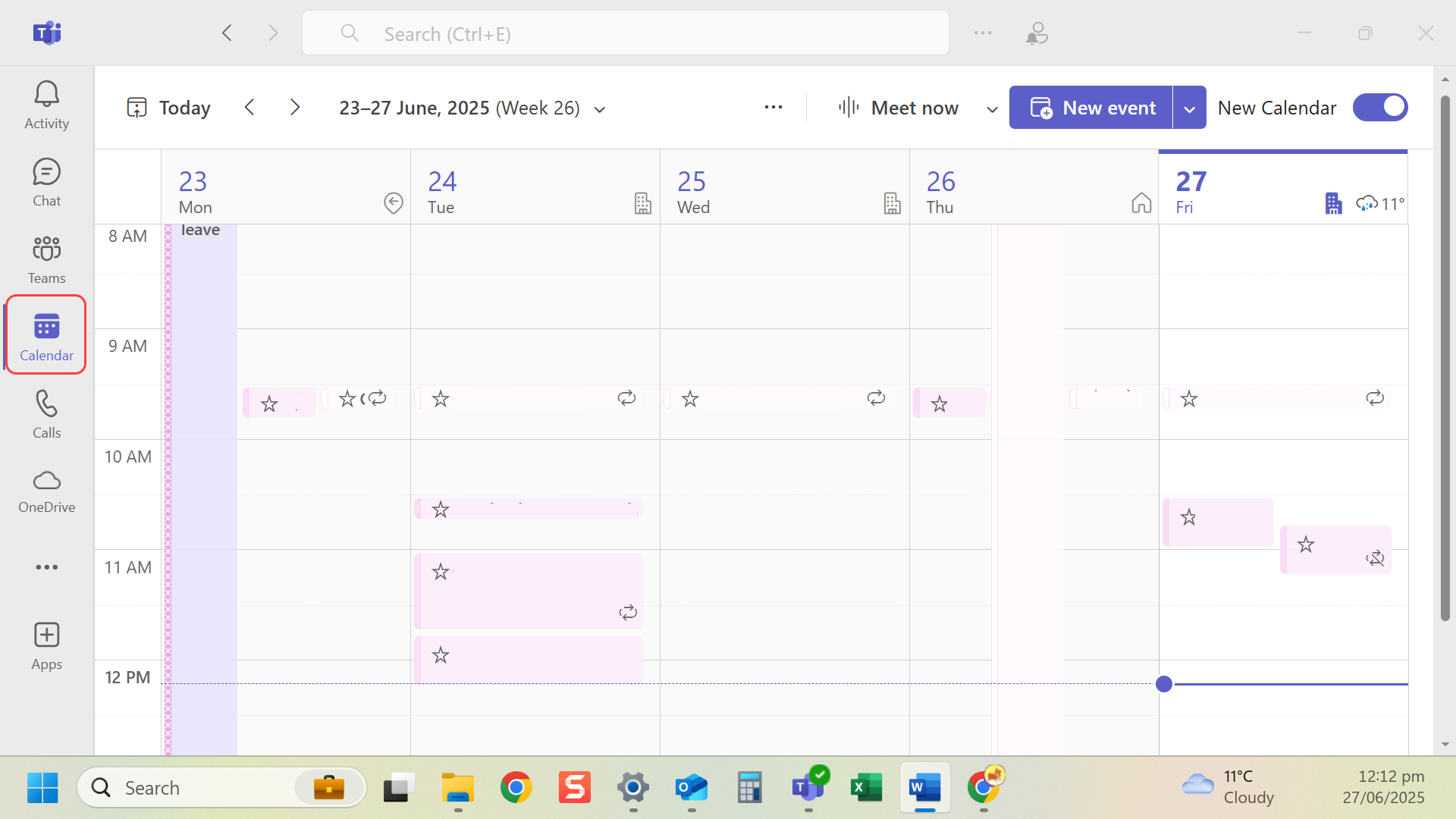 Navigate to Calendar in Microsoft Teams