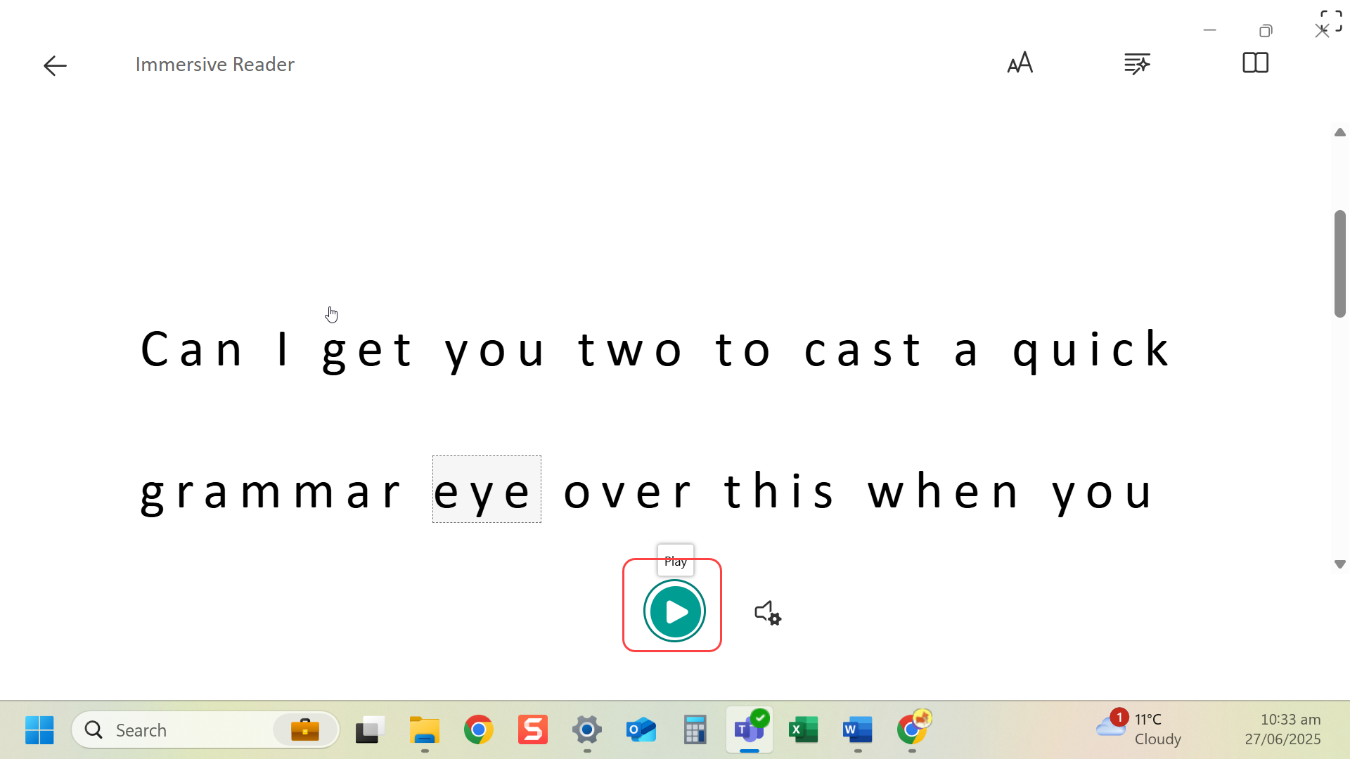 Use the Play button to read aloud