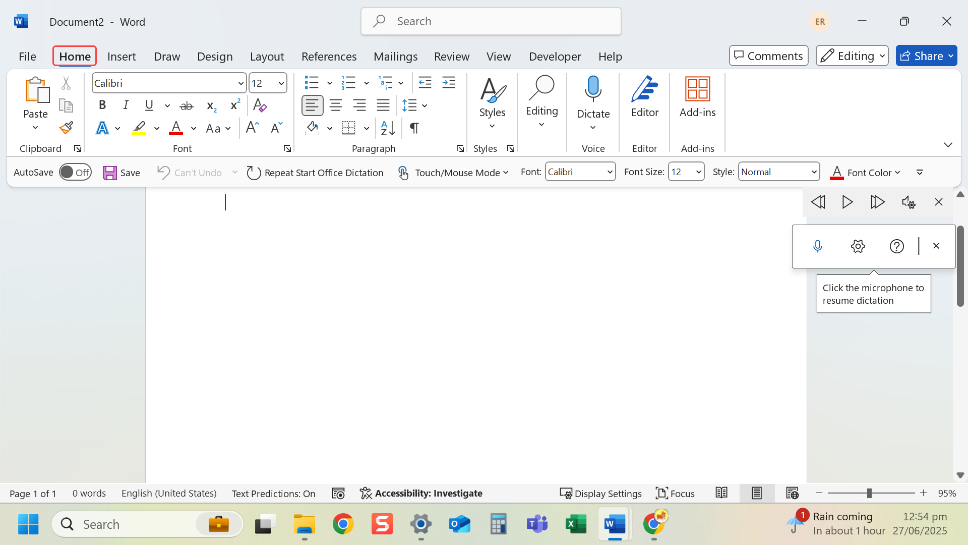 Select 'Dictate' under the 'Voice' section