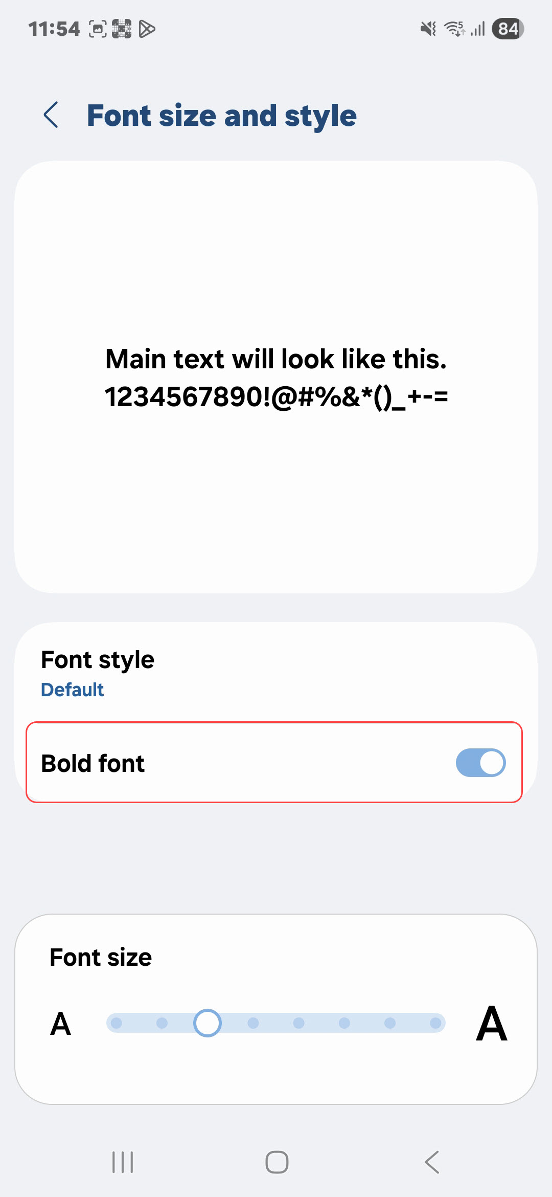 Adjust the font size using the slider
