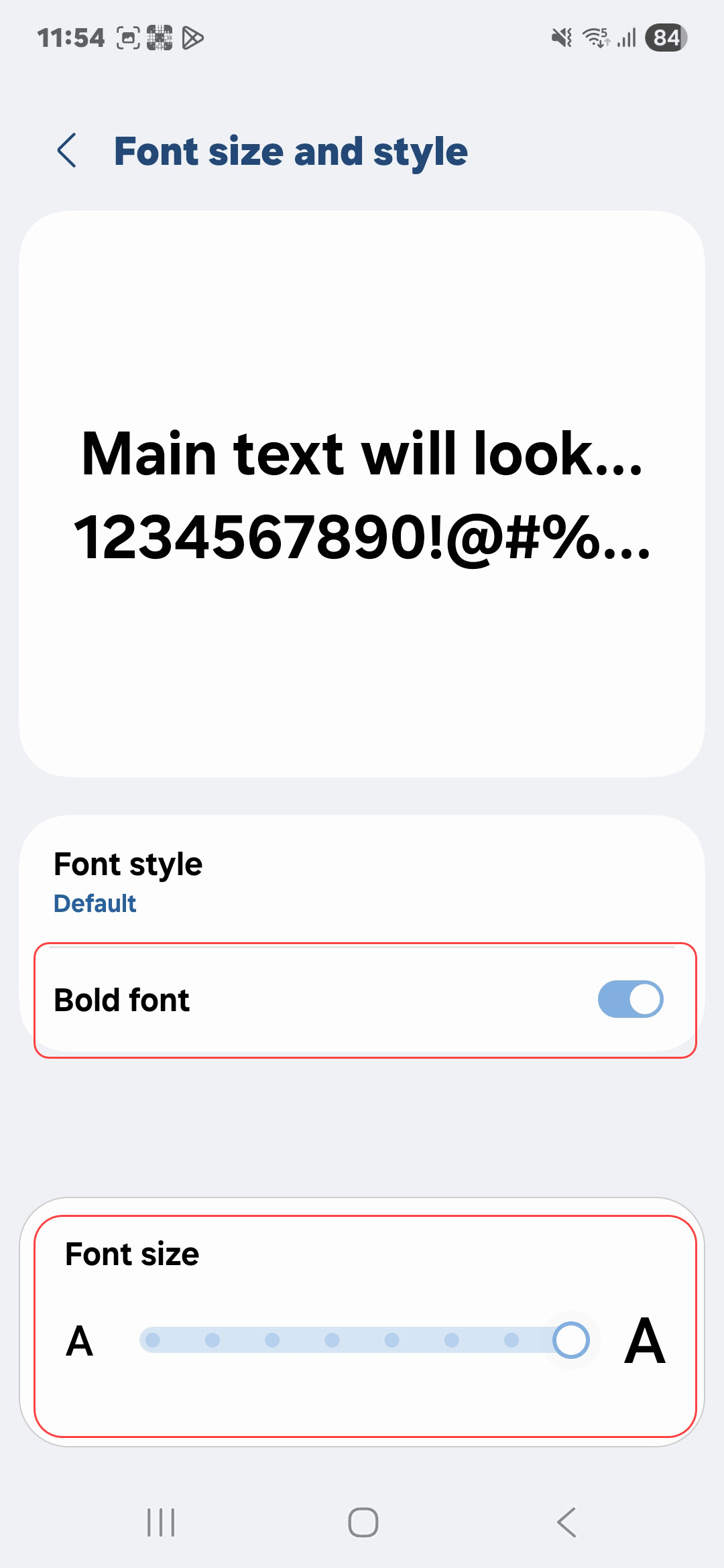 Adjust the font size using the slider