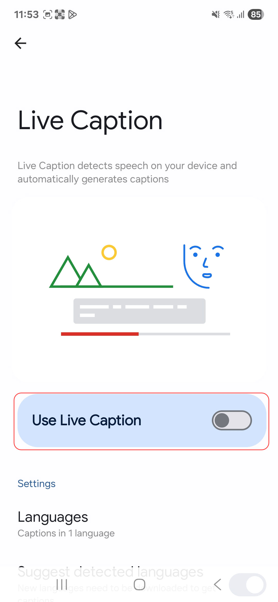 Toggle 'Use Live Caption' on
