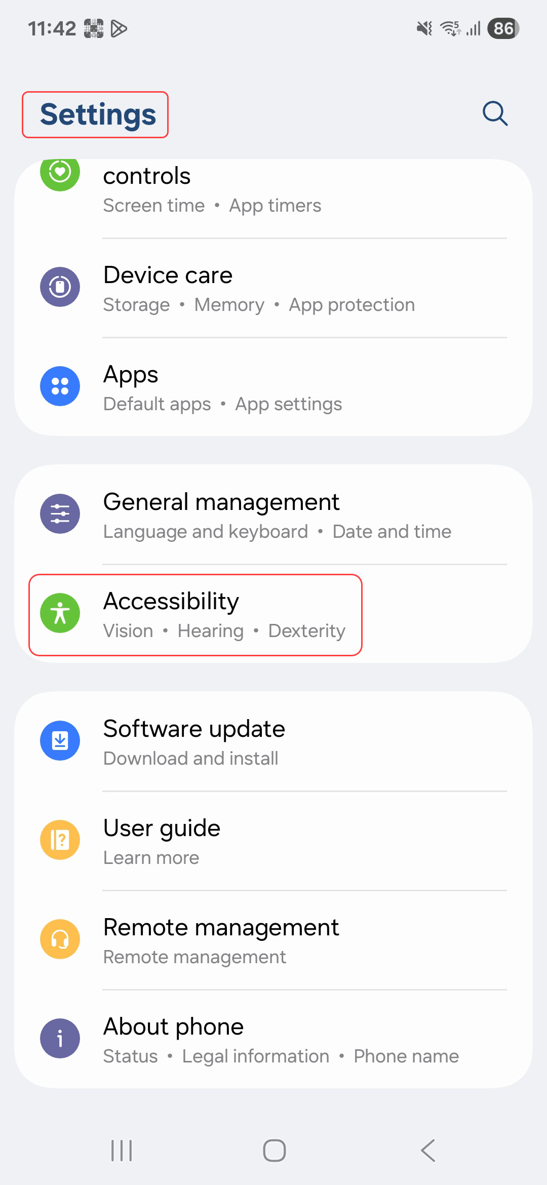Navigate to Accessibility in Settings