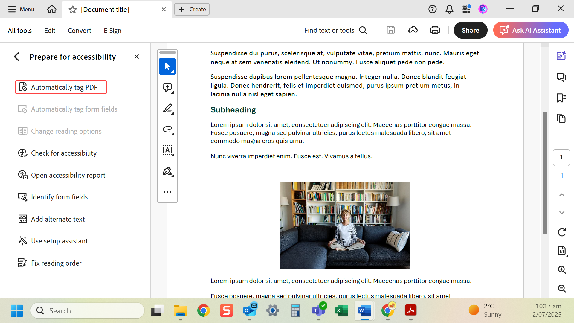 Select 'Automatically tag PDF'