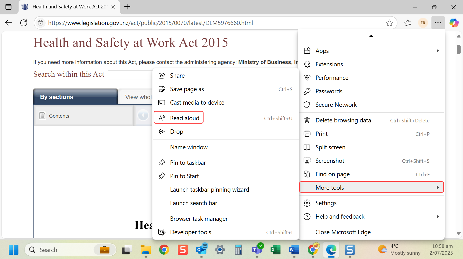 Select 'Read aloud' from the menu