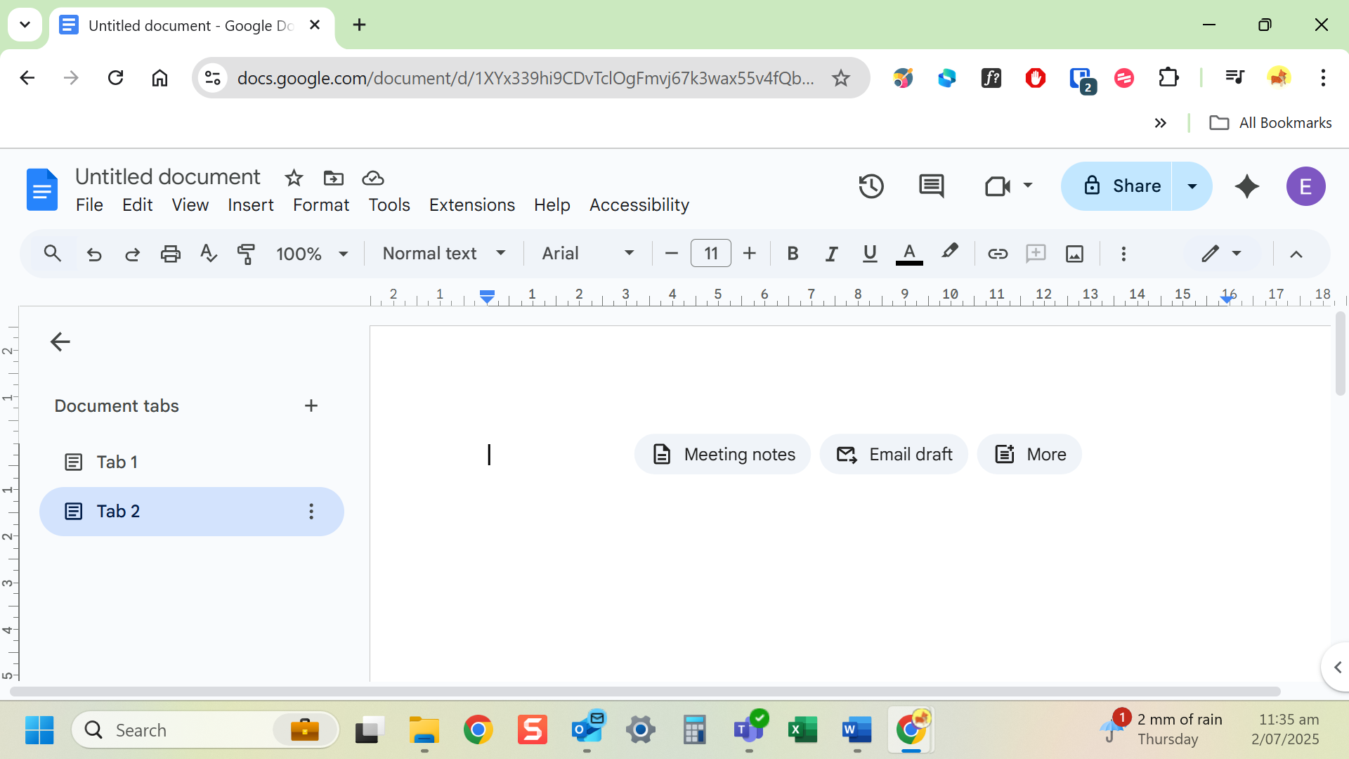 Navigate to 'Tools' in the Google Docs menu