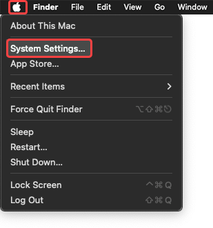 Navigate to System Settings from the Apple menu