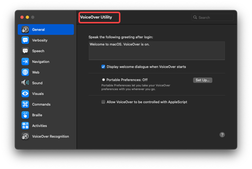 Use VoiceOver Utility to customise voice, speed and navigation. 