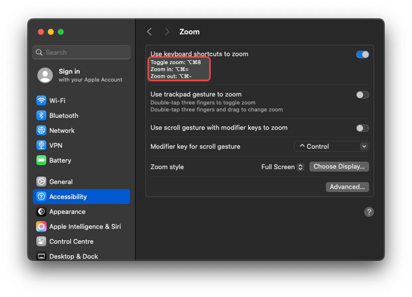Adjust keyboard shortcuts