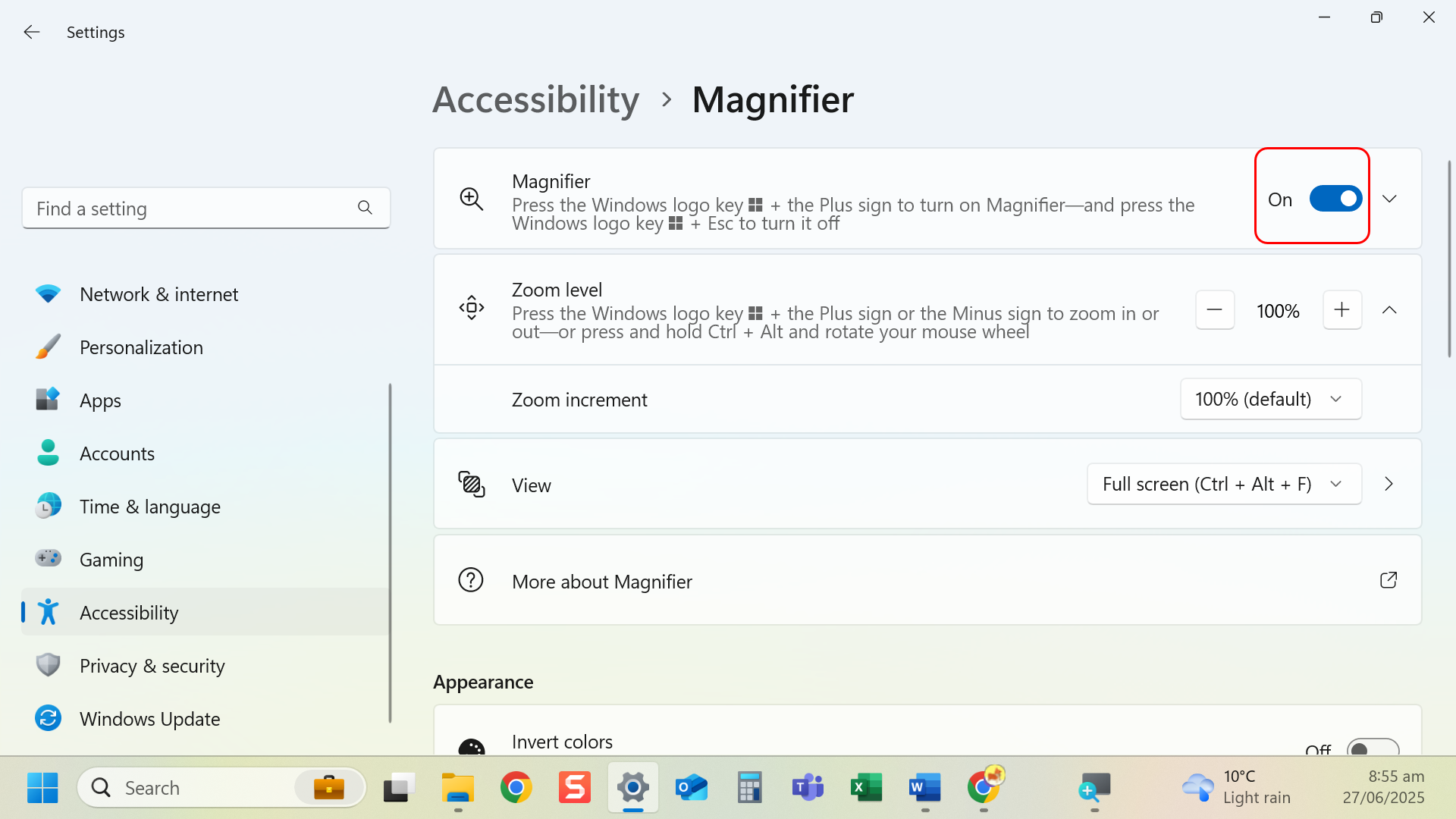 Toggle Magnifier on