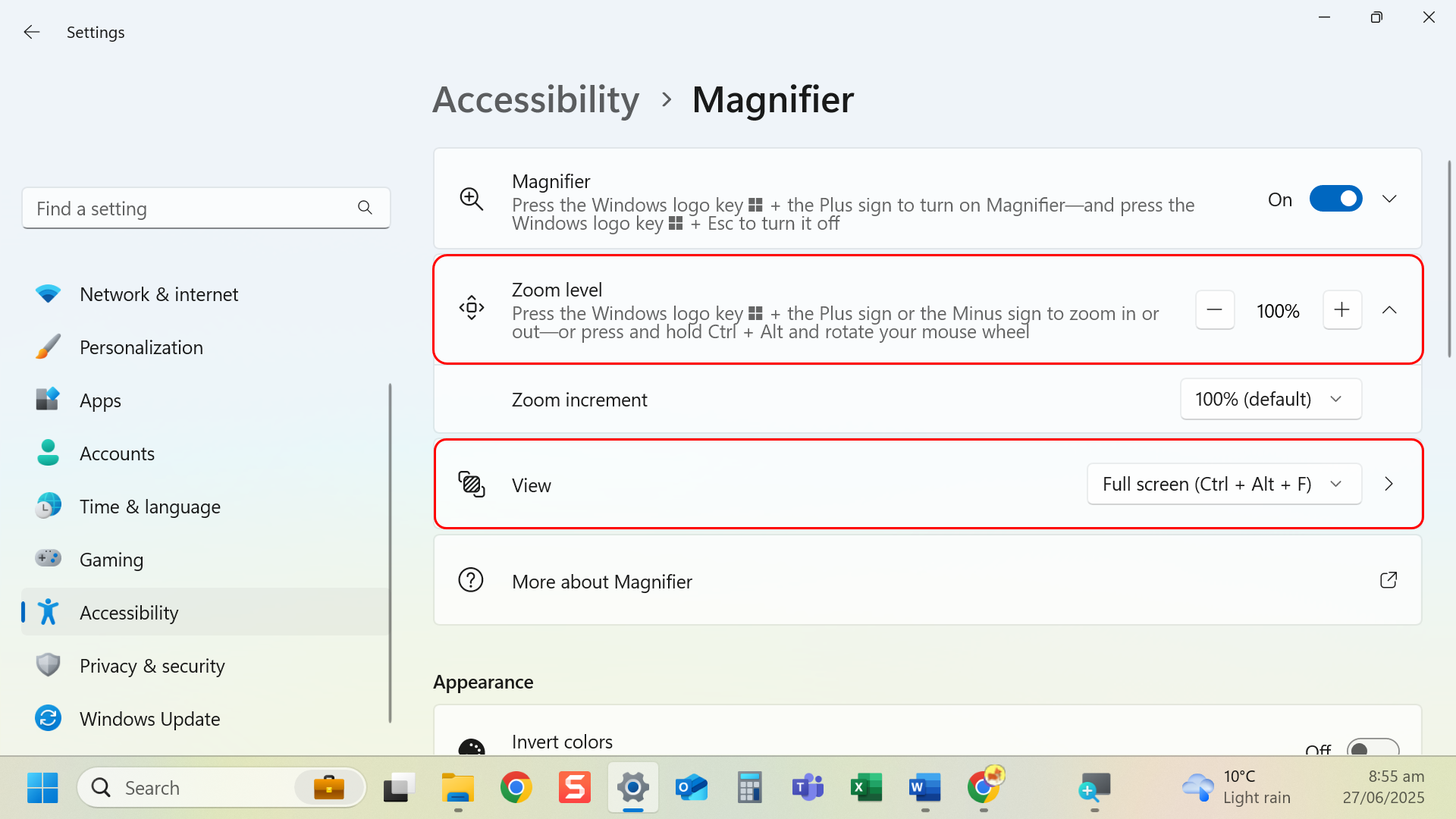Adjust zoom level and view