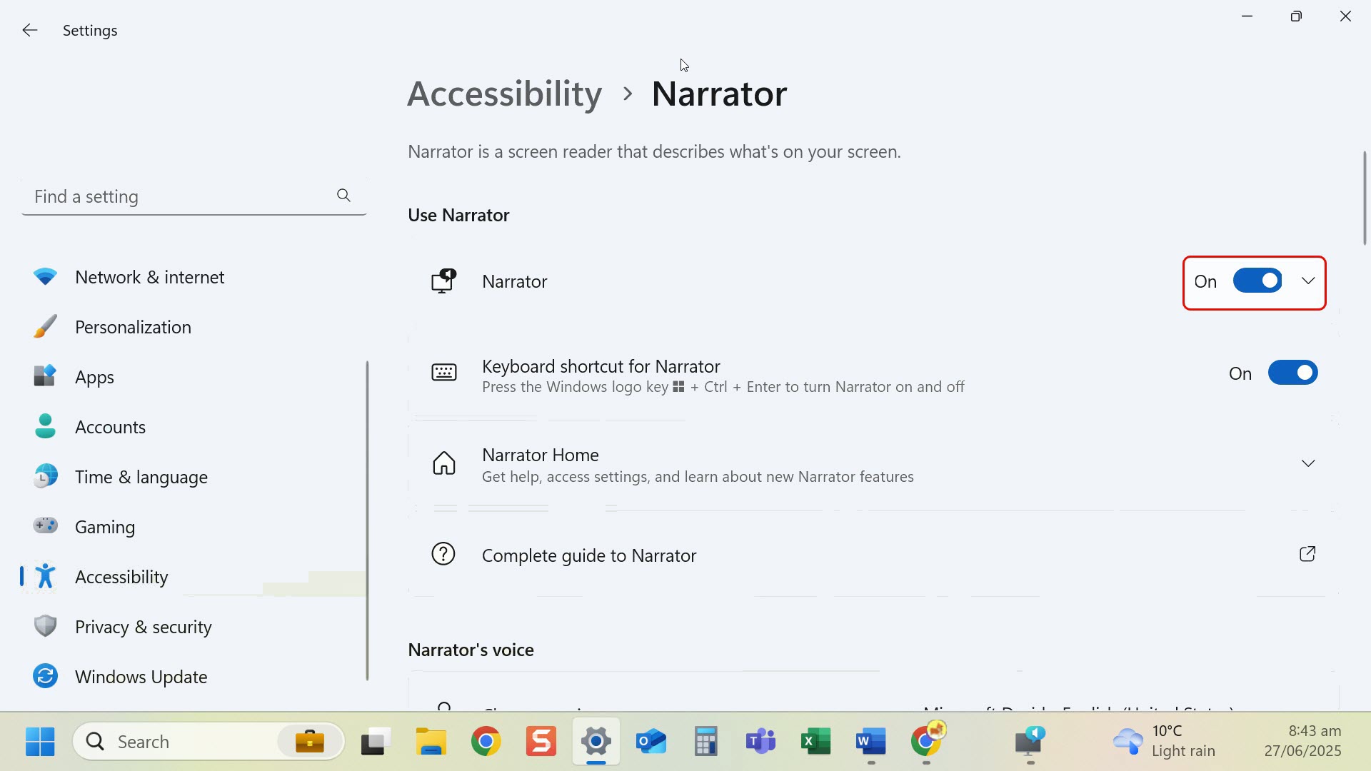 Adjust voice and speed settings