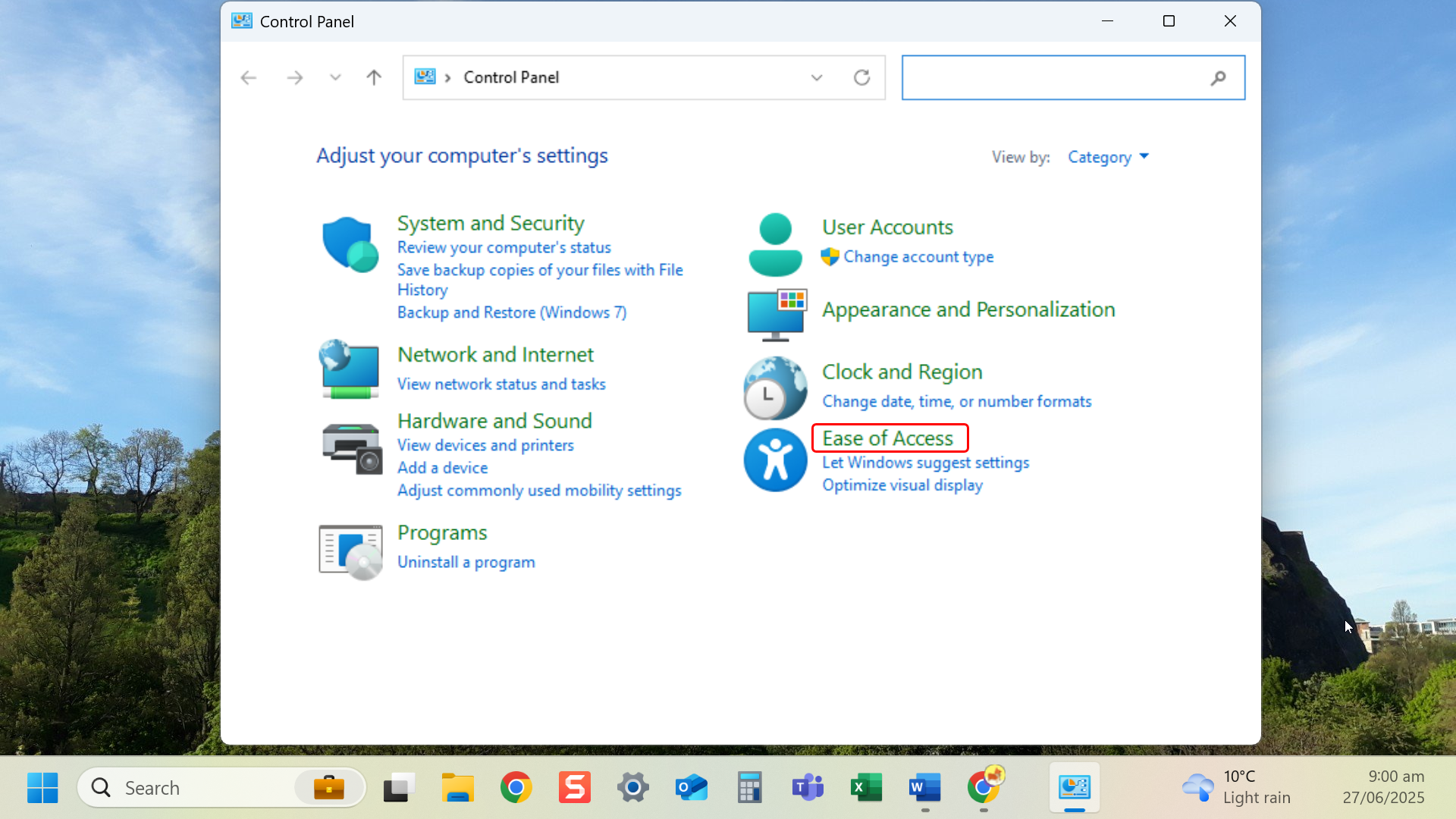 Select Ease of Access Center