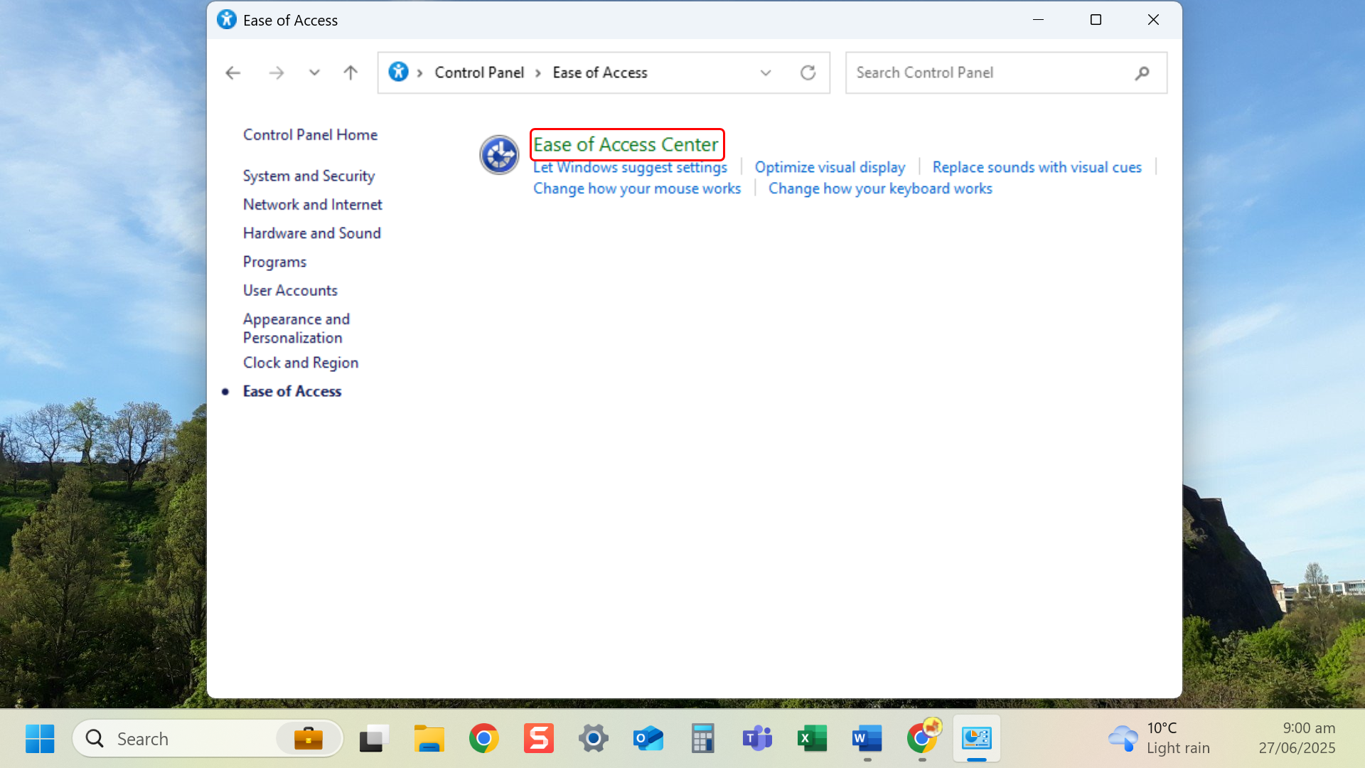 Select Use the computer without a mouse or keyboard